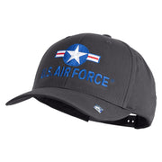 U.S. Air Force Roundel Embroidered Retro Cotton Blend Snapback Cap - Charcoal OSFM