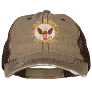 US Navy Veteran Circle Embroidered Low Profile Cotton Mesh Cap