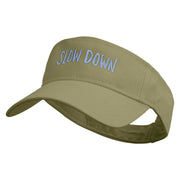 Slow Down Embroidered Cotton Twill Sun Visor - Khaki OSFM