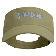 Slow Down Embroidered Cotton Twill Sun Visor - Khaki OSFM