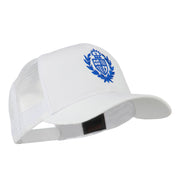 Crest Emblem Embroidered Mesh Back Cap