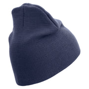 1st Marine Division Veteran Symbol Embroidered 8 Inch Solid Knit Short Beanie Made in USA - Navy OSFM