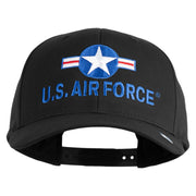 U.S. Air Force Roundel Embroidered Retro Cotton Blend Snapback Cap - Black OSFM