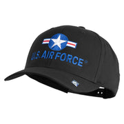 U.S. Air Force Roundel Embroidered Retro Cotton Blend Snapback Cap - Black OSFM