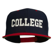 College Embroidered Snapback Cap