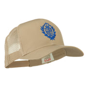 Crest Emblem Embroidered Mesh Back Cap