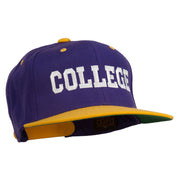 College Embroidered Snapback Cap