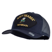 US Navy Seabee Veteran Patched Solid Cotton Twill Mesh Cap - Navy OSFM