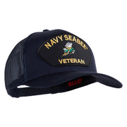 US Navy Seabee Veteran Patched Solid Cotton Twill Mesh Cap - Navy OSFM