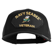 US Navy Seabee Veteran Patched Solid Cotton Twill Mesh Cap - Black OSFM