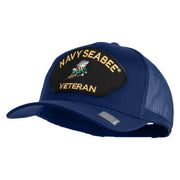 US Navy Seabee Veteran Patched Solid Cotton Twill Mesh Cap - Royal OSFM