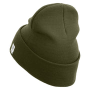 1st Marine Division Retired Logo Embroidered 12 Inch Solid Knit Cuff Long Beanie Made in USA - Olive OSFM