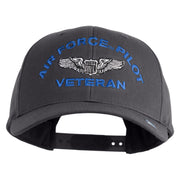 Air Force Pilot Veteran Embroidered Retro Cotton Blend Snapback Cap - Charcoal OSFM