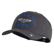 Air Force Pilot Veteran Embroidered Retro Cotton Blend Snapback Cap - Charcoal OSFM