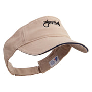 Jazz Trumpet Embroidered Pro Style Cotton Twill Washed Visor - Khaki-Navy OSFM