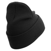 1st Marine Division Retired Logo Embroidered 12 Inch Solid Knit Cuff Long Beanie Made in USA - Black OSFM