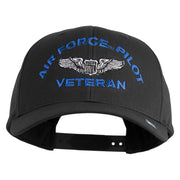 Air Force Pilot Veteran Embroidered Retro Cotton Blend Snapback Cap - Black OSFM