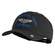 Air Force Pilot Veteran Embroidered Retro Cotton Blend Snapback Cap - Black OSFM