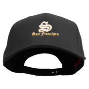 Cursive San Fransico Sign Embroidered Solid Cotton Twill Prostyle Cap - Black OSFM