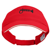 Jazz Trumpet Embroidered Pro Style Cotton Twill Washed Visor - Red-White OSFM