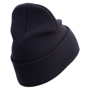 1st Marine Division Retired Logo Embroidered 12 Inch Solid Knit Cuff Long Beanie Made in USA - Navy OSFM