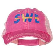 Sweden SWE Flag Embroidered Low Profile Cotton Mesh Cap