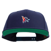 Bird Leaf Logo Embroidered Wool Blend Prostyle Snapback - Navy OSFM