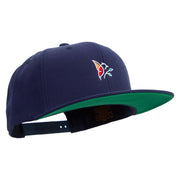 Bird Leaf Logo Embroidered Wool Blend Prostyle Snapback - Navy OSFM