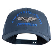 Air Force Pilot Veteran Embroidered Retro Cotton Blend Snapback Cap - Navy OSFM