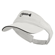 Jazz Trumpet Embroidered Pro Style Cotton Twill Washed Visor - White-Black OSFM