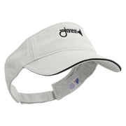 Jazz Trumpet Embroidered Pro Style Cotton Twill Washed Visor - White-Black OSFM