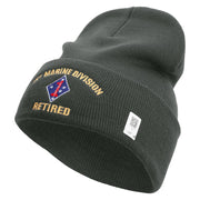 1st Marine Division Retired Logo Embroidered 12 Inch Solid Knit Cuff Long Beanie Made in USA - Graphite OSFM