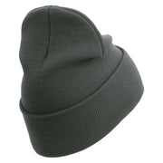 1st Marine Division Retired Logo Embroidered 12 Inch Solid Knit Cuff Long Beanie Made in USA - Graphite OSFM