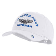 Air Force Pilot Veteran Embroidered Retro Cotton Blend Snapback Cap - White OSFM
