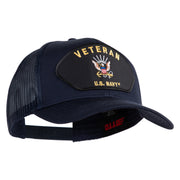 Veteran US Navy Patched Solid Cotton Twill Mesh Cap - Navy OSFM