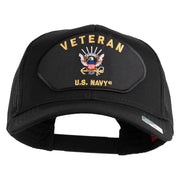 Veteran US Navy Patched Solid Cotton Twill Mesh Cap - Black OSFM