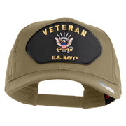 Veteran US Navy Patched Solid Cotton Twill Mesh Cap - Khaki OSFM