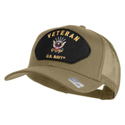 Veteran US Navy Patched Solid Cotton Twill Mesh Cap - Khaki OSFM
