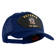 Veteran US Navy Patched Solid Cotton Twill Mesh Cap - Royal OSFM