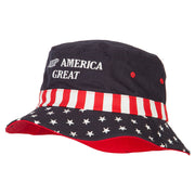 Keep America Great Two Line Letters Embroidered USA Flag Bucket Hat