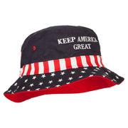 Keep America Great Two Line Letters Embroidered USA Flag Bucket Hat