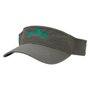 Clover Leaves Embroidered Pro Style Cotton Twill Washed Visor - Olive OSFM