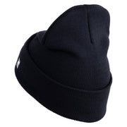 US Air Force Veteran with Flag Logo Embroidered 12 Inch Solid Knit Cuff Long Beanie Made in USA - Navy OSFM