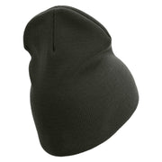 1st Marine Division Retired Symbol Embroidered 8 Inch Solid Knit Short Beanie Made in USA - Graphite OSFM