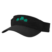 Clover Leaves Embroidered Pro Style Cotton Twill Washed Visor - Black OSFM