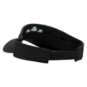 Clover Leaves Embroidered Pro Style Cotton Twill Washed Visor - Black OSFM