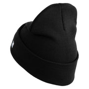US Air Force Veteran with Flag Logo Embroidered 12 Inch Solid Knit Cuff Long Beanie Made in USA - Black OSFM