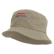 Rock N Roll Festival Embroidered Bucket Hat - Natural OSFM