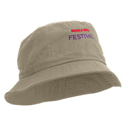 Rock N Roll Festival Embroidered Bucket Hat - Natural OSFM