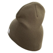 1st Marine Division Retired Symbol Embroidered 8 Inch Solid Knit Short Beanie Made in USA - Olive OSFM